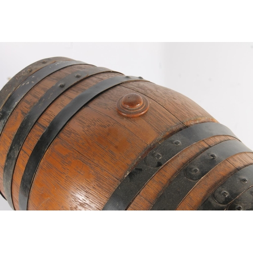 454 - Coopered oak table top cask, the head painted with 'From the Personnel Staff Xmas 1943 Gibraltar', 3... 