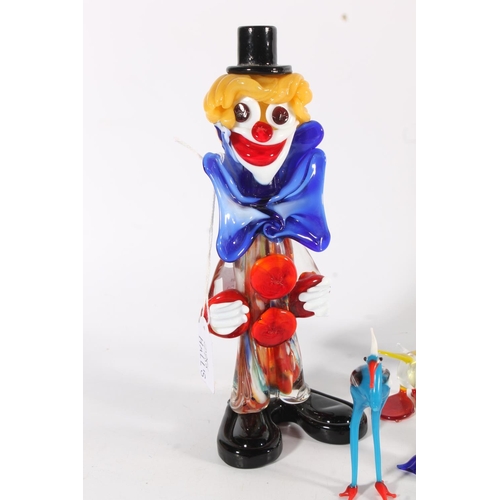 460 - Murano art glass clown and a group of Italian miniature glass animal models.