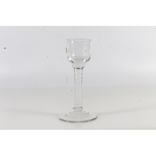 461 - 18th century ale glass with art twist stem raised on spreading conical foot. Provenance: Halls Aucti... 