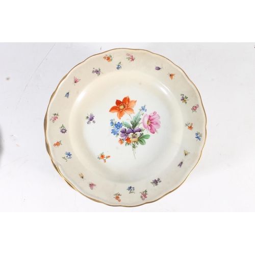 476 - Set of 11 Meissen floral and insect design plates, 24cm diameter.