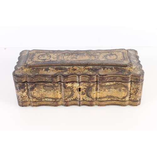 481 - Japanese lacquer glove box with serpentine edge.