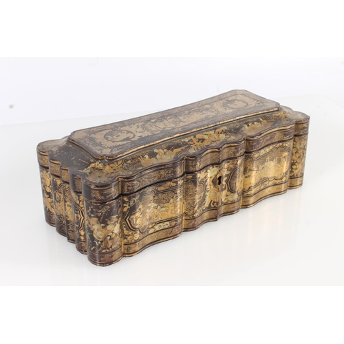 481 - Japanese lacquer glove box with serpentine edge.