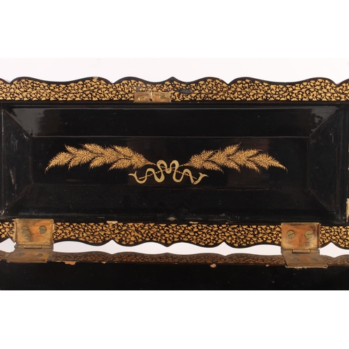 481 - Japanese lacquer glove box with serpentine edge.