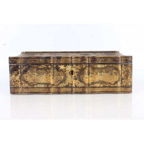 481 - Japanese lacquer glove box with serpentine edge.