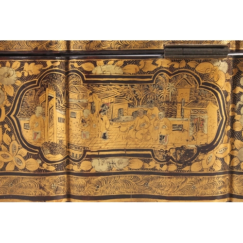 481 - Japanese lacquer glove box with serpentine edge.