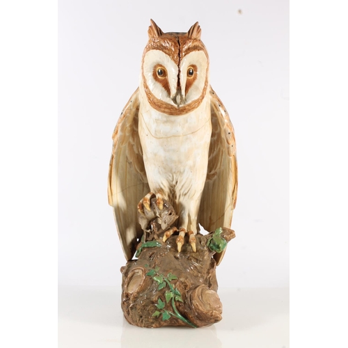 482 - Copeland English porcelain owl model, (af stapled), 45cm tall.