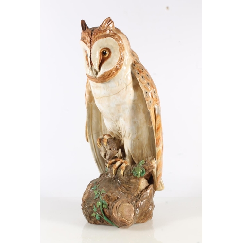 482 - Copeland English porcelain owl model, (af stapled), 45cm tall.