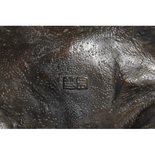 483 - Japanese bronze model of an elephant with two character mark to the base, 33cm long.