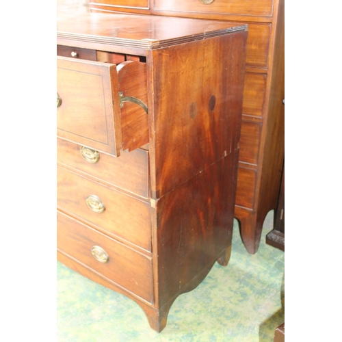 563 - Georgian mahogany secretaire chest of drawers, the top with reeded edge above fully fitted secretair... 