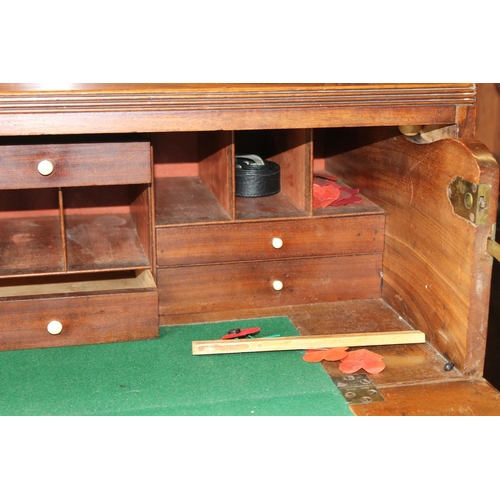 563 - Georgian mahogany secretaire chest of drawers, the top with reeded edge above fully fitted secretair... 