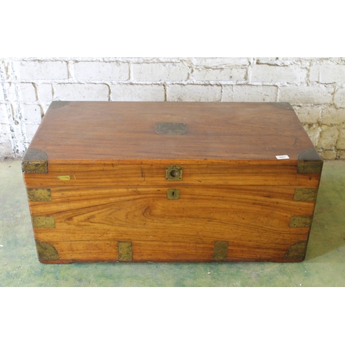 588 - 19th century brass bound camphor wood chest, 91cm long.