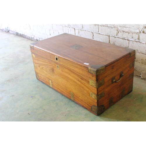 588 - 19th century brass bound camphor wood chest, 91cm long.