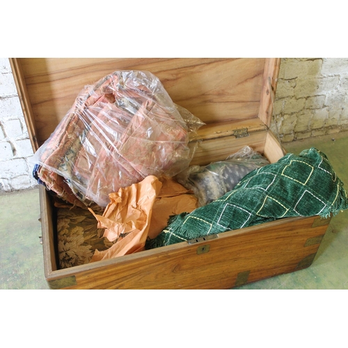 588 - 19th century brass bound camphor wood chest, 91cm long.