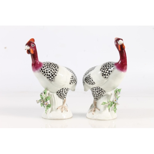 442 - Pair of gold anchor mark Samson Chelsea style porcelain models of turkeys, 16cm tall.