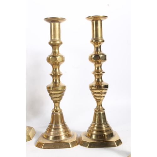 478 - Brass Diamonds candlesticks to include Princess x2, others similar and other brass candlesticks. (12... 