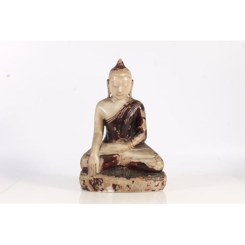 485 - Indian carved soapstone figure of Buddha, 33cm tall.