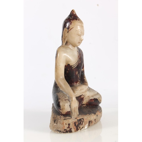 485 - Indian carved soapstone figure of Buddha, 33cm tall.