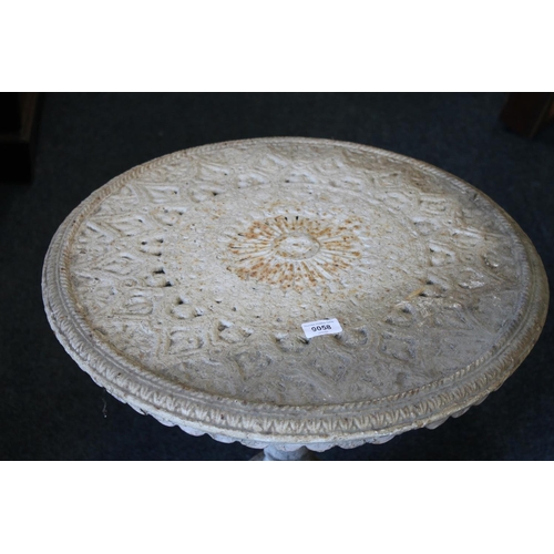 585 - 19th century cast metal garden table, 55cm diameter.