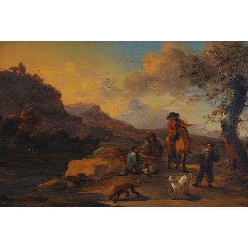 419 - After JAN WYNANTS (c.1630-1684) and JOHANNES LINGELBACH (1622-74), figures by a country road, oil pa... 