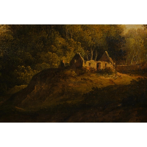 422 - Attributed to ALEXANDER NASMYTH (1758-1840), bend in the river, oil painting on canvas, unsigned, 39... 