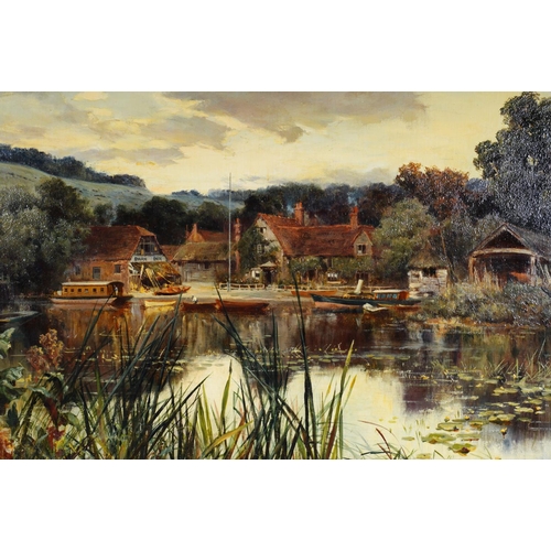 424 - KEELEY HALSWELLE (1832-1891)  Swan Inn  Oil painting on canvas, signed and dated 1879 lower right, 3... 