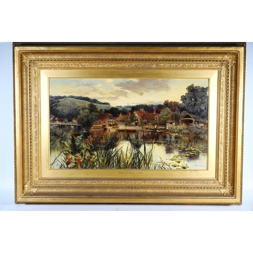 424 - KEELEY HALSWELLE (1832-1891)  Swan Inn  Oil painting on canvas, signed and dated 1879 lower right, 3... 