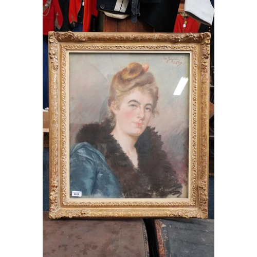 426 - M JAPONING? Bust length portrait of a lady Pastel, signed and dated 1889 upper, 57cm x 47cm.