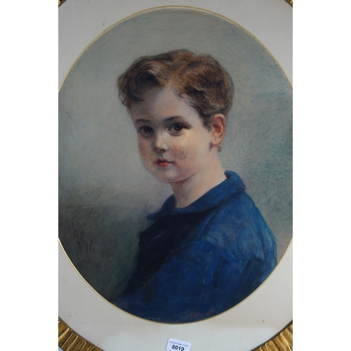 427 - O H O Seyde? Bust length portrait of a young boy Pastel, signed and dated 1869 lower left, 50cm x 47... 