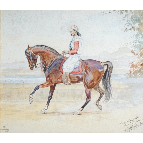 428 - LADY ELIZABETH SOUTHERDEN THOMPSON BUTLER (British 1846-1933)  Exercising the Pasha's Horse Alexandr... 