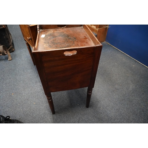 572 - 19th century pot cupboard with flame satinwood door and another. (2)