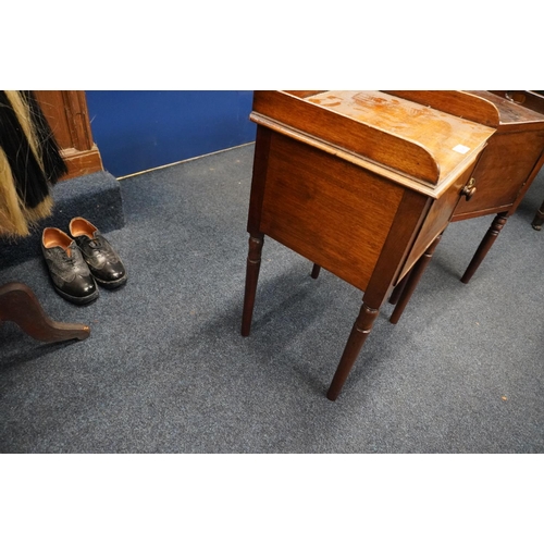 572 - 19th century pot cupboard with flame satinwood door and another. (2)