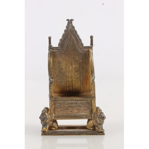 157 - Novelty silver model of the coronation chair of King George VI and Queen Elizabeth II by Barker Brot... 