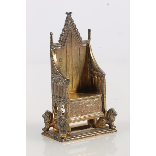 157 - Novelty silver model of the coronation chair of King George VI and Queen Elizabeth II by Barker Brot... 