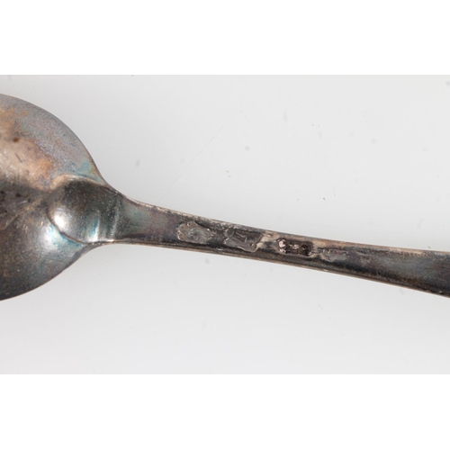 160 - Antique silver table spoon, the reverse engraved 'MM 1740', makers mark rubbed, appears London 1744,... 