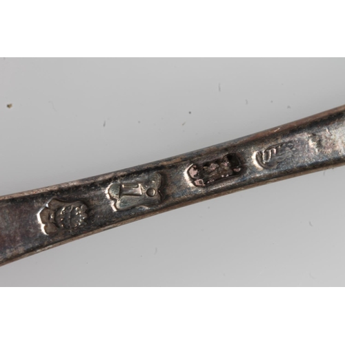 160 - Antique silver table spoon, the reverse engraved 'MM 1740', makers mark rubbed, appears London 1744,... 