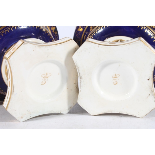 434 - 19th century porcelain to include: Derby Royal blue and gilt pot pourri vase (af). Two reticulated e... 