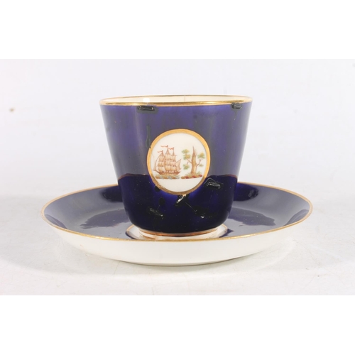 434 - 19th century porcelain to include: Derby Royal blue and gilt pot pourri vase (af). Two reticulated e... 