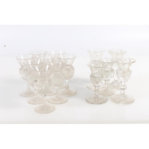 470 - Set of eight thistle shaped liqueur glasses with hobnail cut bowls, five various thistle shaped and ... 