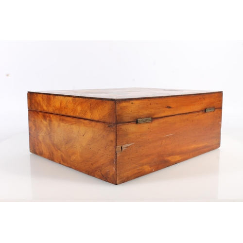 490 - Antique walnut and specimen wood parquetry box, the hinge top with cube design opening to reveal an ... 