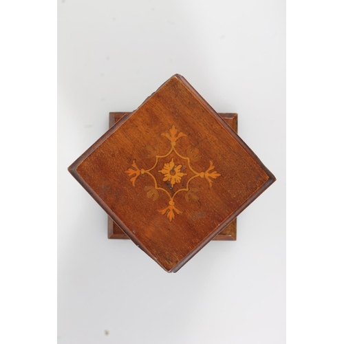 492 - Miniature mahogany and marquetry inlaid revolving bookstand with leather bound miniature Shakespeare... 