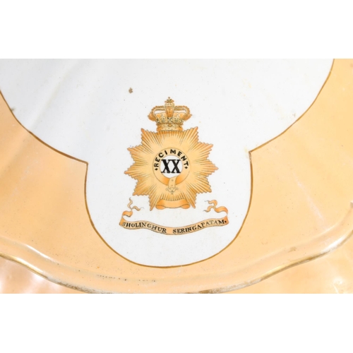 504 - Antique porcelain soup tureen on stand having 20th Indian Regiment (Carnatic Battalion) crest with t... 