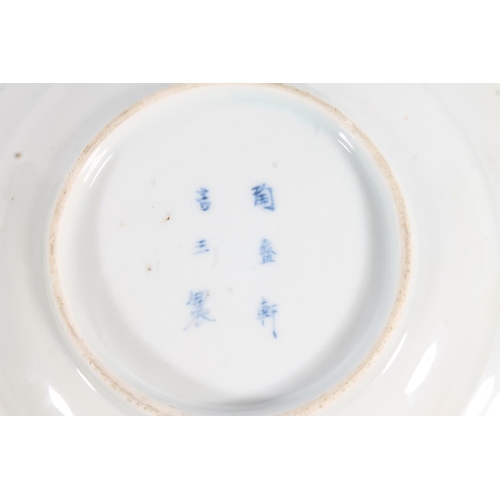 505 - Antique Japanese porcelain blue and white dish decorated with insects, six character mark to the bas... 