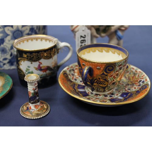 507 - 19th century ceramics to include a blue and white transfer printed tankard, a Continental porcelain ... 