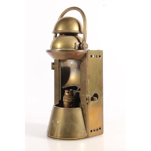 514 - Ships style brass binnacle lantern lamp, 39cm tall.