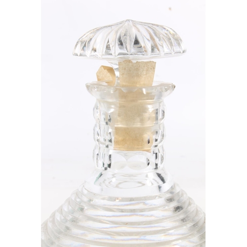 515 - Pair of antique glass ships decanters of stepped conical form with ridged mushroom stoppers, 20cm ta... 