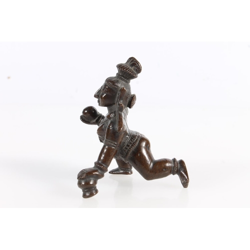 520 - Hindu bronze model of Krishna, 7cm tall, and a small bronze model of an animal. (2)