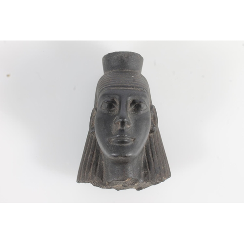 522 - Carved black stone bust of an Egyptian head, 14cm tall.