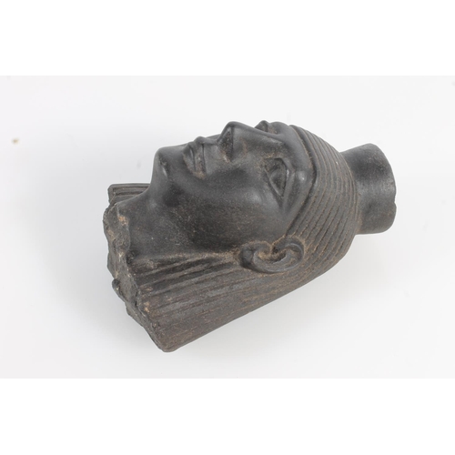 522 - Carved black stone bust of an Egyptian head, 14cm tall.