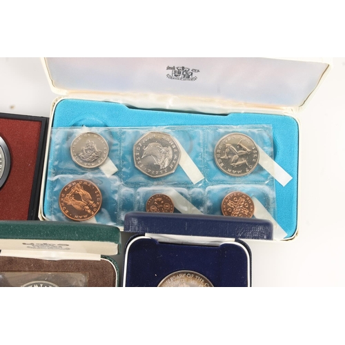 355 - British Commonwealth coins to include: ISLE OF MAN decimal proof set 197, silver proof 25p 1972, pro... 