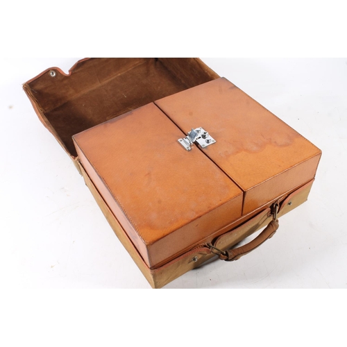 170 - Fine quality brown leather cased travelling dressing case having fully fitted interior with silver t... 